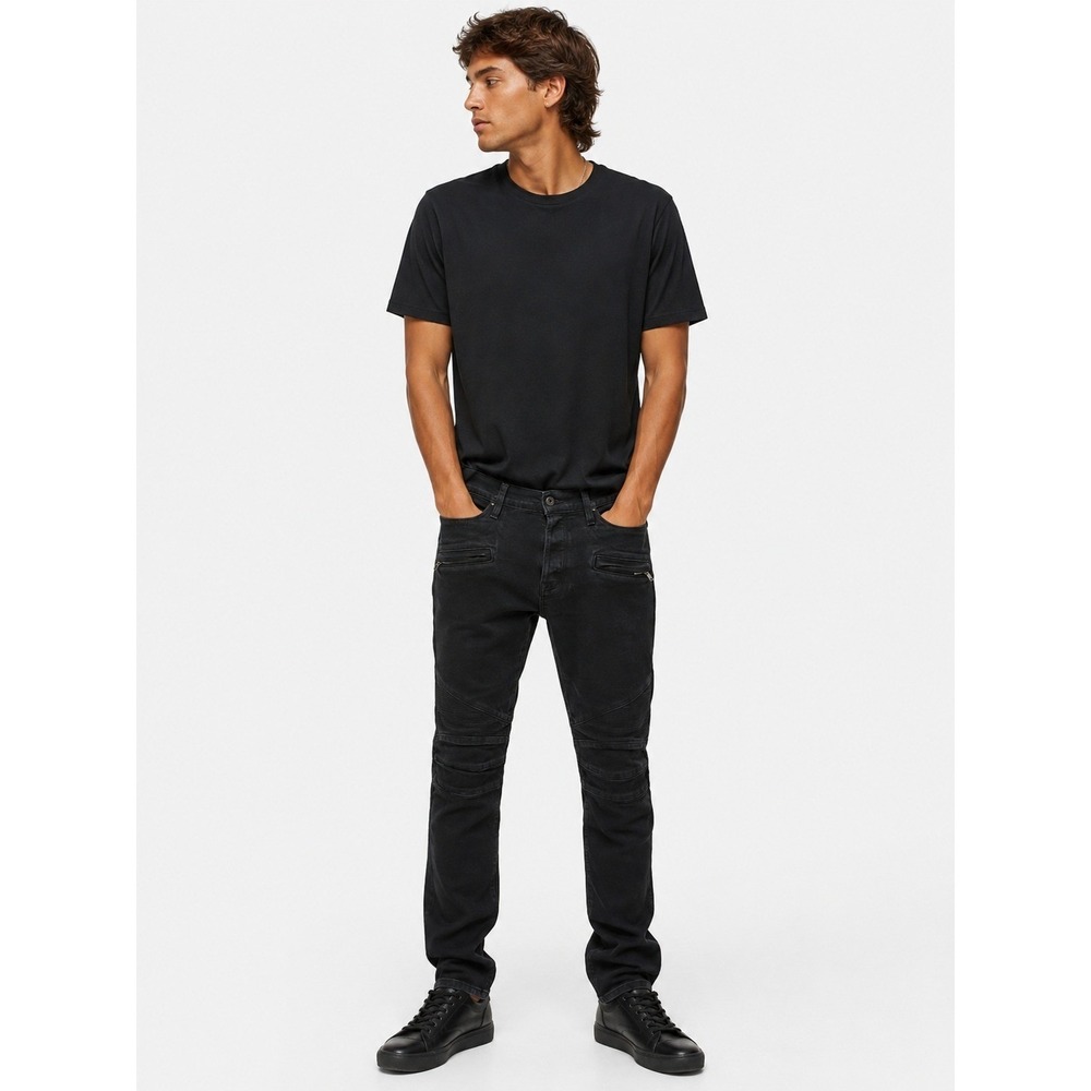 Hudson Mens Denim The Blinder Biker Black Moto Rock Grunge Jeans Size 40